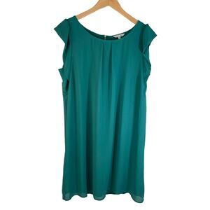 Naked Zebra Womens Flutter Sleeve Mini Dress Turquoise Large Summer Boho Chic